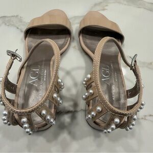 AGL Tan Cream Pearl Embellished Heel